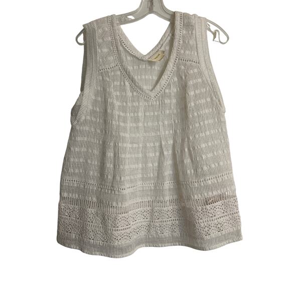 Maeve Ladder Lace Blouse Size 8 White Bohemian Lace Sleeveless - Picture 1 of 5